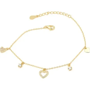 Náramek Dámský stříbrný pozlacený náramek s přívěšky 17-20 cm STNA0439F