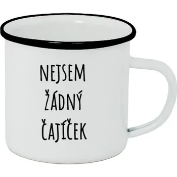 Plecháček - smaltový lem s potiskem Nejsem žádný čajíček