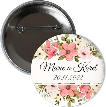 Odznáček s potiskem Květinový svatební odznak