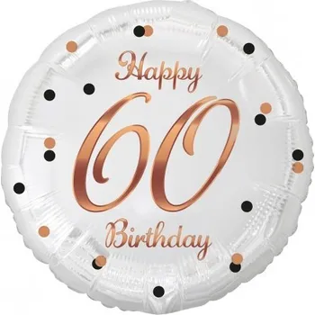 Balónek Fóliový balonek č. 60, kulatý, bílý - rose gold