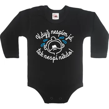 Kojenecký body Vtipné bodyčko Když nespím já, nespí nikdo, Barva Černá, Velikost 86 / 12-18m, Canvas Dětské body Bezvatriko.cz 0381