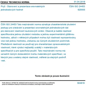 ČSN ISO 24453 - Pryž - Stanovení a prezentace srovnatelných jednobodových hodnot - Tisk