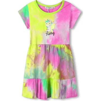 Dívčí šaty Dívčí šaty - KUGO TM7216, tyrkysová/ žlutá/ růžová Barva: Mix barev, Velikost: 98