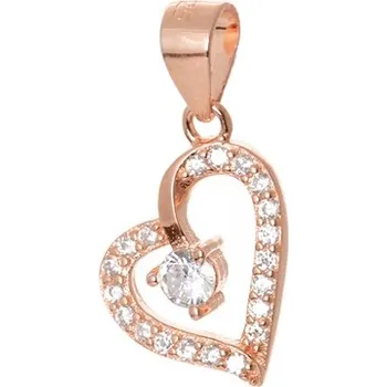 Přívěsek Stříbrný pozlacený přívěšek srdíčko se zirkony STRZ0804F