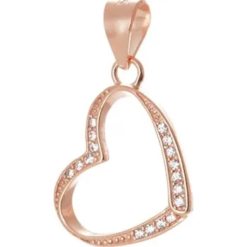 Přívěsek Stříbrný pozlacený přívěšek srdíčko se zirkony STRZ0802F