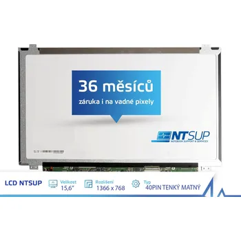 Náhradní displej pro notebook LCD PANEL NTSUP 15,6" 1366x768 40PIN TENKÝ MATNÝ