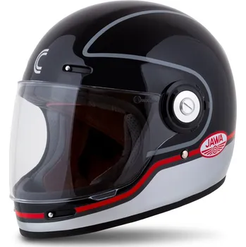 Helma na motorku přilba Fibre Jawa Sport, CASSIDA (černá/stříbrná/červená, vel. S)