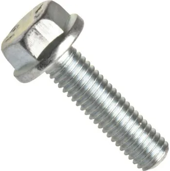 Šroub Šroub pojistný "ripp" se šestihrannou hlavou s ozubeným límcem (přírubou), r 88913, celý závit, ocel kl. 100, zinek bílý, m10x16