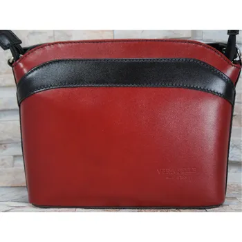 Vere Pelle Kožená dámská crossbody kabelka VERA PELLE Summer červeno-černá Barva: Červeno černá