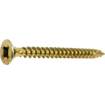 Vrut Univerzální vrut se zápustnou hlavou, drážka uniquadrex, celý závit, zinek žlutý, 5.0x45 mm