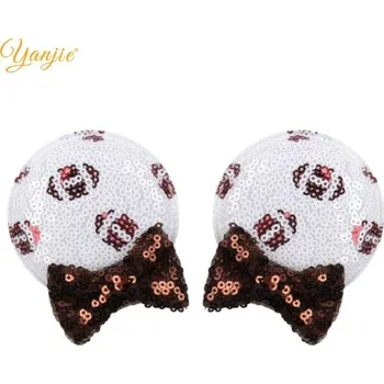 Myší ouška - sponky do vlasů s flitry (1 pár) Varianta: 10 bílé s míči a bronzová mašle