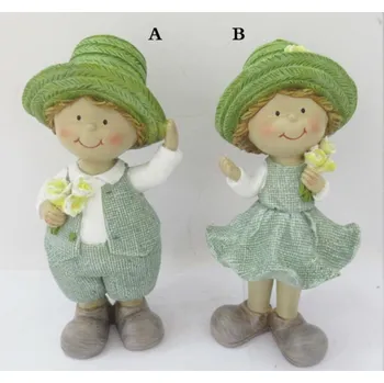 Holčička a chlapeček balení 2 ks, 19 cm, zelená