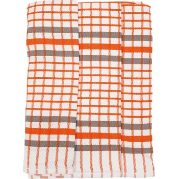Utěrka Utěrky z egyptské bavlny, oranžovo-bílé káro, č.13, 50x70cm, 3ks