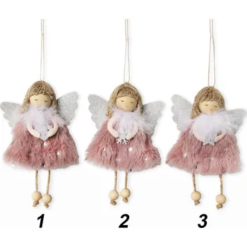 Vánoční dekorace Andělka závěs 14cm růžová mix (534467)
