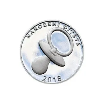 Stříbrný medailon k narození dítěte 2018 - 28 mm