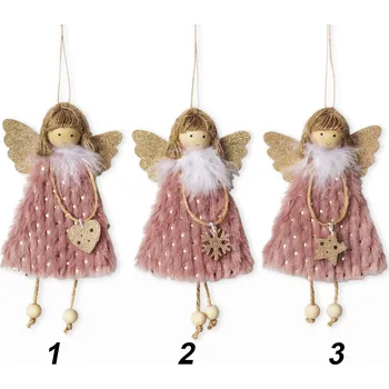 Vánoční dekorace Andělka závěs 16,5cm růžová mix (534436)