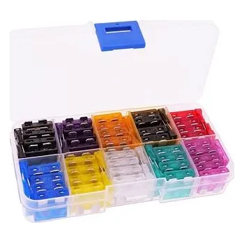 Autopojistky Sada nožových autopojistek, 10 typů, 100 kusů