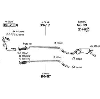 Výfukový systém výfuková trubka střední Bosal 956-101