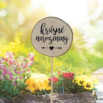 Zahradní dekorace Dřevěný zápich - Krásné narozeniny