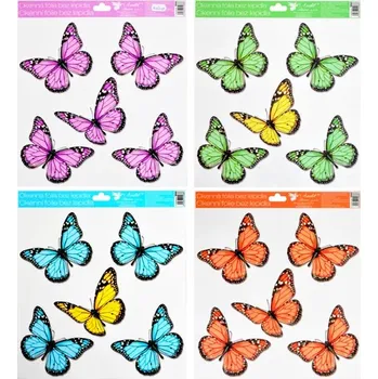 Okenní dekorace Anděl okenní fólie 990 s glitry motýli 30x33,5 cm