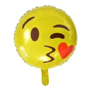 Balón foliový Smajlík - smile - Kiss - polibek - 45 cm