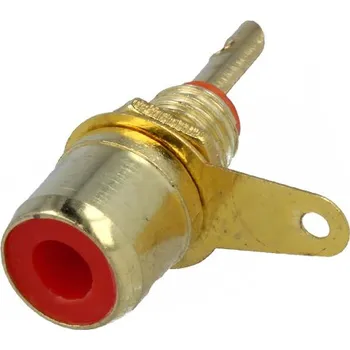 Elektrická zásuvka Konektor CINCH zásuvka do panelu zlacený červený