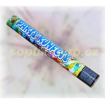 Zábavní pyrotechnika výmetník konfet - párty konfety (není to pyrotechnika, ale přesto je doporučená věková hranice 15+)