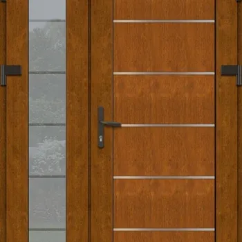 Vchodové dveře SOFT vchodové plastové dveře RACHEL, zlatý dub/bílá, 130x200 cm (dvoukřídlé plastové dveře 130x200 cm)