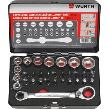 Klíč WURTH SADA OBOUSTRANNÝCH RÁČNOVÝCH KLÍČŮ MINI (Nástrčný klíč 1/4" a sada bitů, 31 ks)