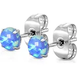 Ocelové náušnice s modrými opály (3 mm)