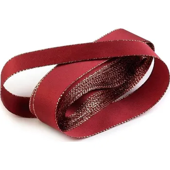Stuha Stuha taftová šíře 25 mm s lurexem návin 10 metrů - 637 granátová - zlatá