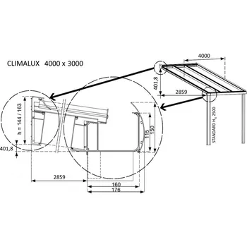 Pergola Hliníková pergola 400 cm antracit / polykarbonát Dekorhome