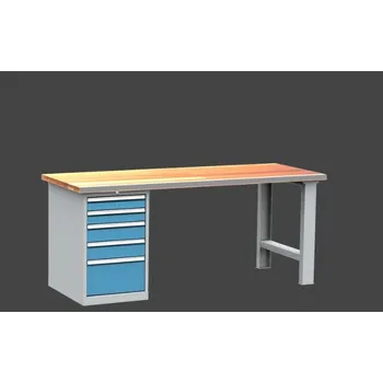 Průmyslová sponka dílenský stůl DPS 2923 s oplechovanou přední hranou desky, kontejner + doprava zdarma