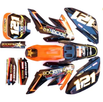 Polep vozidla pitbike polepy na plasty CRF 70 rockstar/oranžové, Stomp, DemonX, WPB