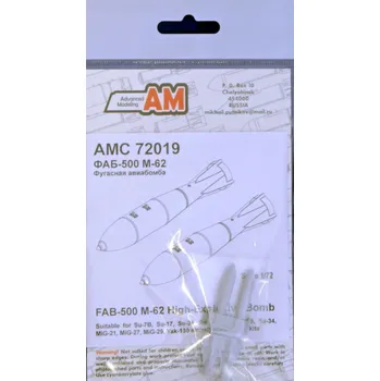 Plastikový model Advanced modeling 1/72 FAB-500 M-62 High-Explosive Bomb (2 pcs.)