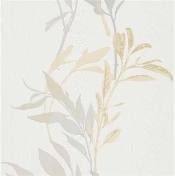 Tapeta Vliesové tapety květy béžovo-šedé na bílém podkladu 10138-31