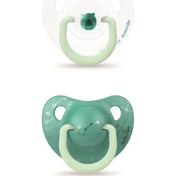 dudlíky Suavinex Šidítko anatomické den/noc 0-6m silikon 2 ks ZELENÝ MEDVĚD