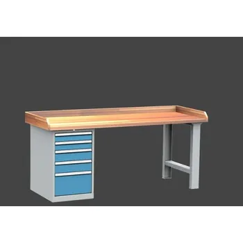 Průmyslová sponka dílenský stůl DPS 2823 s bukovou spárovkou se zvýšenou hranou, kontejner + doprava zdarma