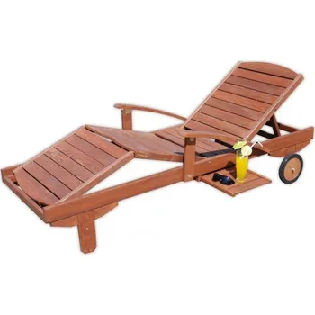 Zahradní lehátko Luxusní dřevěné polohovací zahradní lehátko z masivu, lakovaná borovice