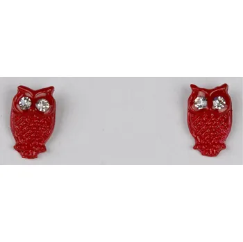 Náušnice UNI Náušnice sova Barva: červená