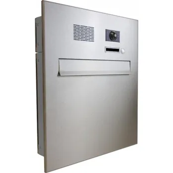 Poštovní schránka 1x poštovní schránka typu A do plotu a branky + čelní deska s 1x zvonkem a kamerou ABB - NEREZ / šedá