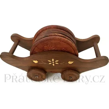 Dřevěné podtácky - tácky dřevěný vozík / dřevo 18cm