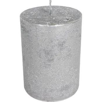 Svíčka Stříbrná nevonná svíčka XXL válec - Ø 10*20cm