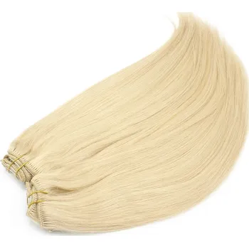 Příčesek Clip in maxi set 43cm pravé lidské vlasy - REMY 140g - nejsvětlejší blond