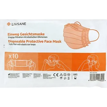 rouška Livsane Ústní rouška třívrstvá s gumičkou 10 ks
