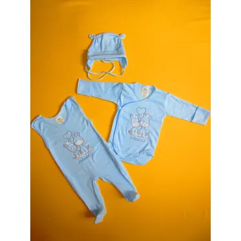 Kojenecká souprava Arex, ČR Jednobarevná soupravička do porodnice s výšivkou Barva: světlemodrá, Velikost: 56, Varianta: Motiv žirafky