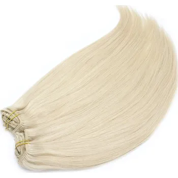 Příčesek Clip in maxi set 53cm pravé lidské vlasy – REMY 200g – PLATINA