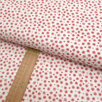 Bavlněné plátno - Vločky červená na krémově bílé - šíře 150cm