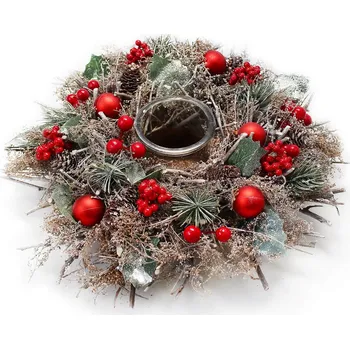 Vánoční dekorace Svícen vánoční 35cm stříbrná/červená (786095)