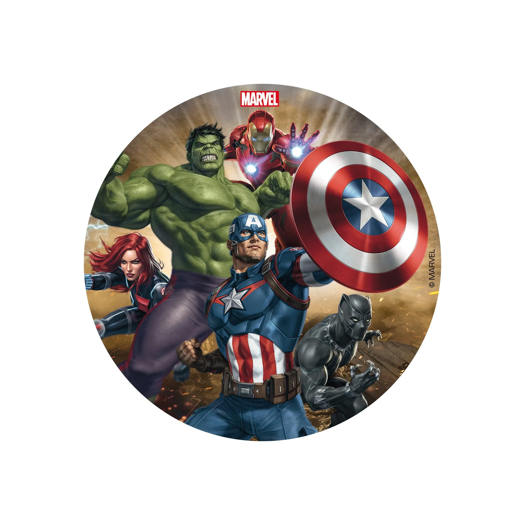 Fotografie 1 - Jedlá dekorace na dort Dekora Fondánový obrázek 16 cm Avengers